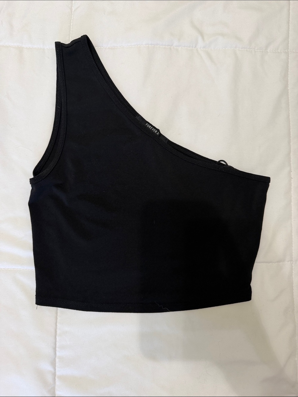 Forever 21 One-Shoulder Black Crop Tank